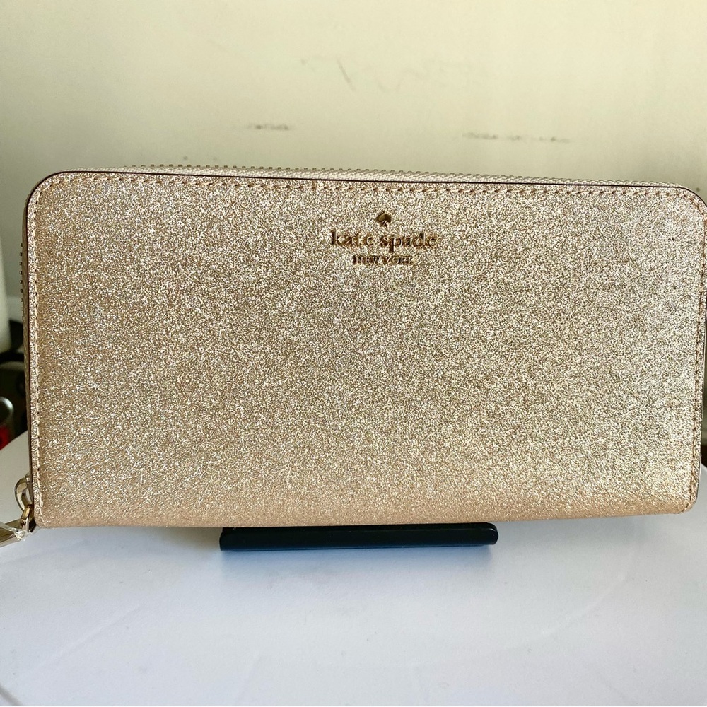 Kate Spade Gold glitter ling Continental zip around wallet with gold hardware - Picture 13 of 13
